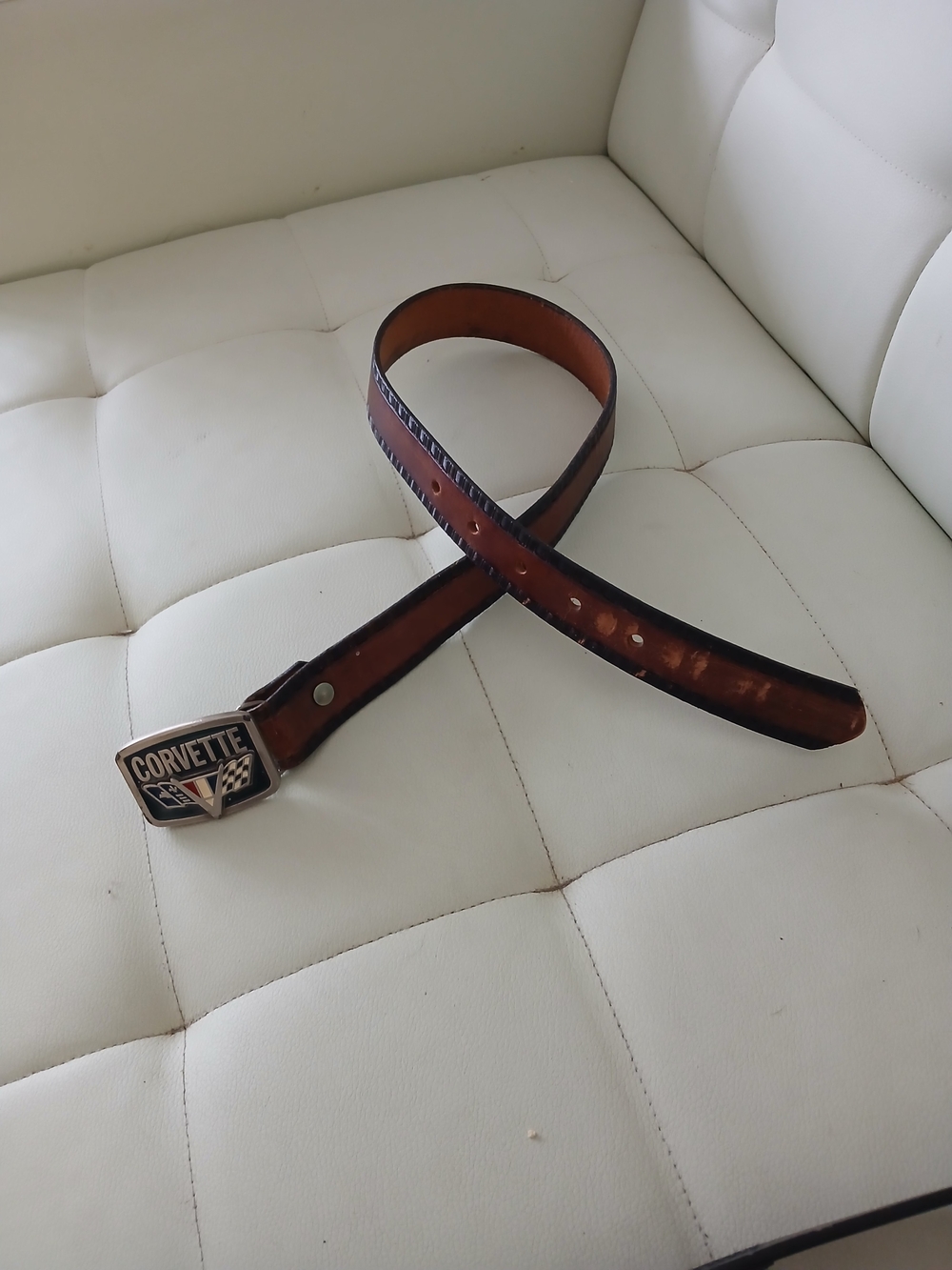 Corvette Branded Brown Leather Belt for Women